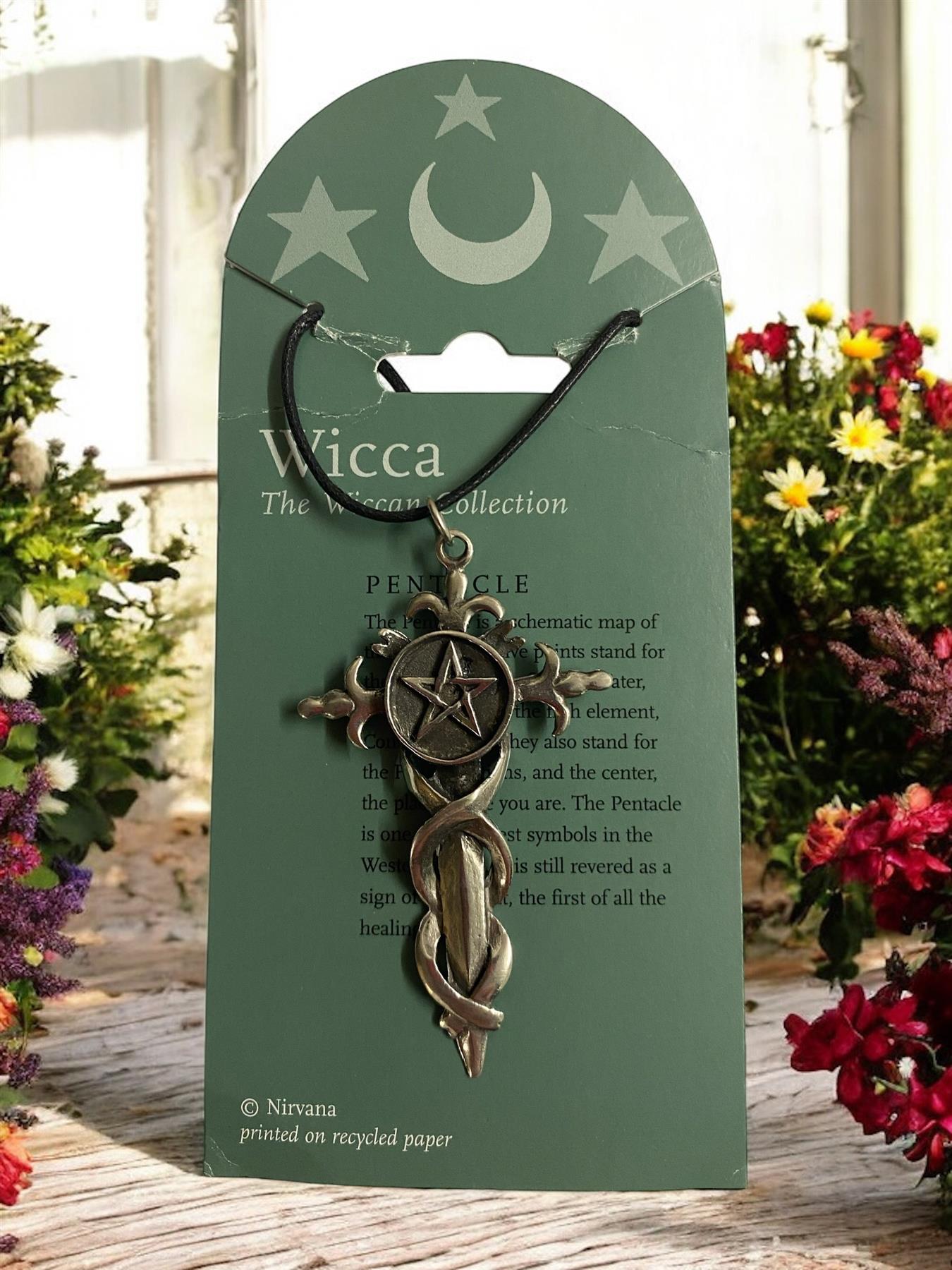 Powerful Wiccan Pentacle Sword Amulet Pendant Talisman | Pewter | 6x3.2 cm Protection Charm