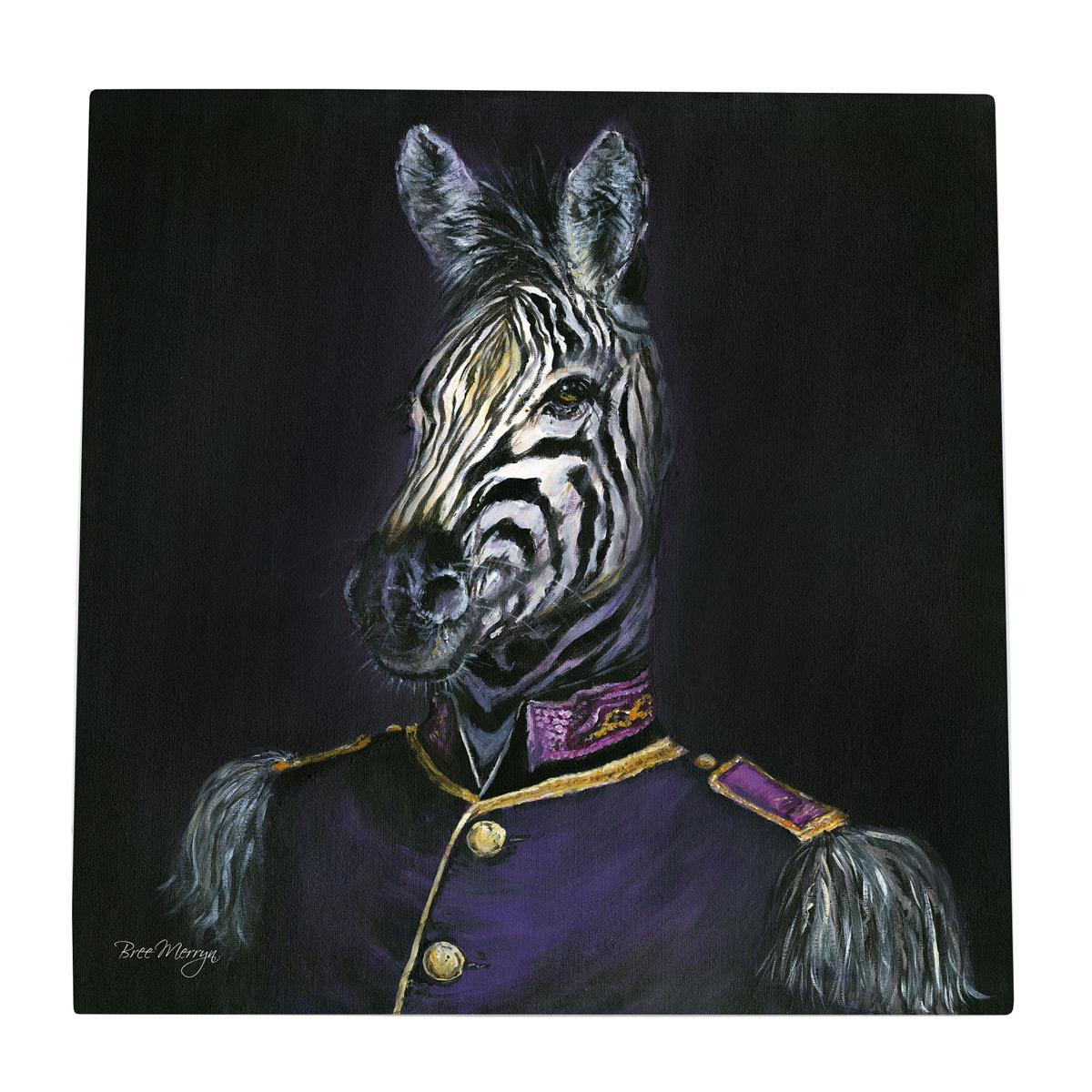 DAPPER ZEBEDEE Ceramic Art Tile by Bree Merryn - Animal Wall Decor - Zebra Portrait - Ready to Hang - 20 x 20 cm-Osiris Craftworks