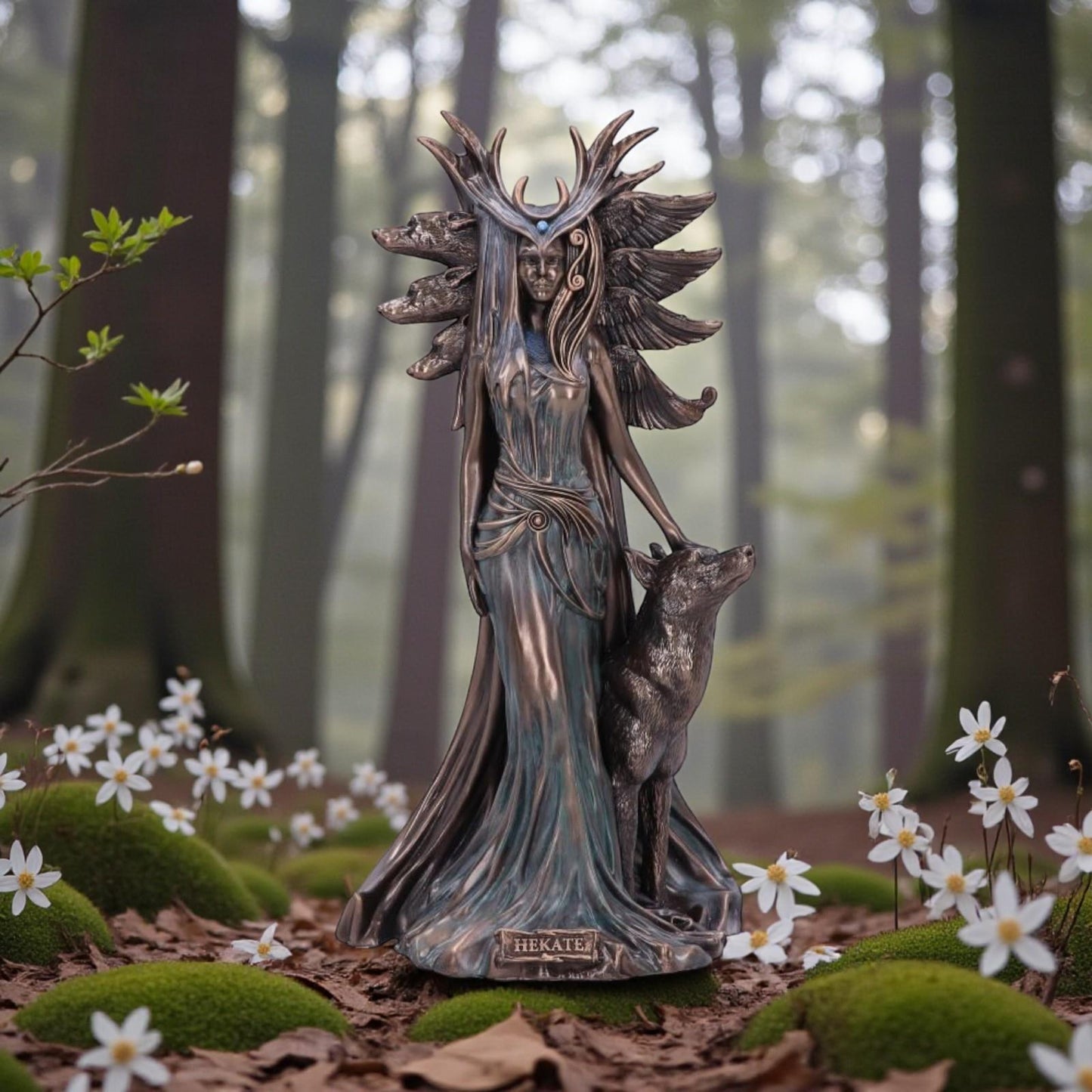 Hekate Goddess Statue Greek Mythology Figurine Triple Moon Deity Pagan Wiccan Ornament