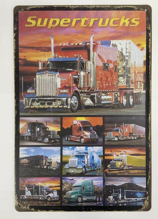 Retro Supertrucks Metal Sign Vintage-Inspired Truck Enthusiast Wall Decor Description-Osiris Craftworks