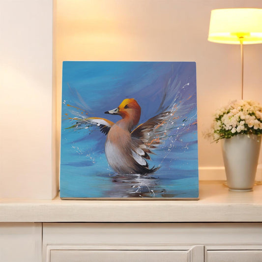 FLAPPING DUCKLING Ceramic Art Tile by D.FINNEY - 20X20 cm Wall Decor with Box