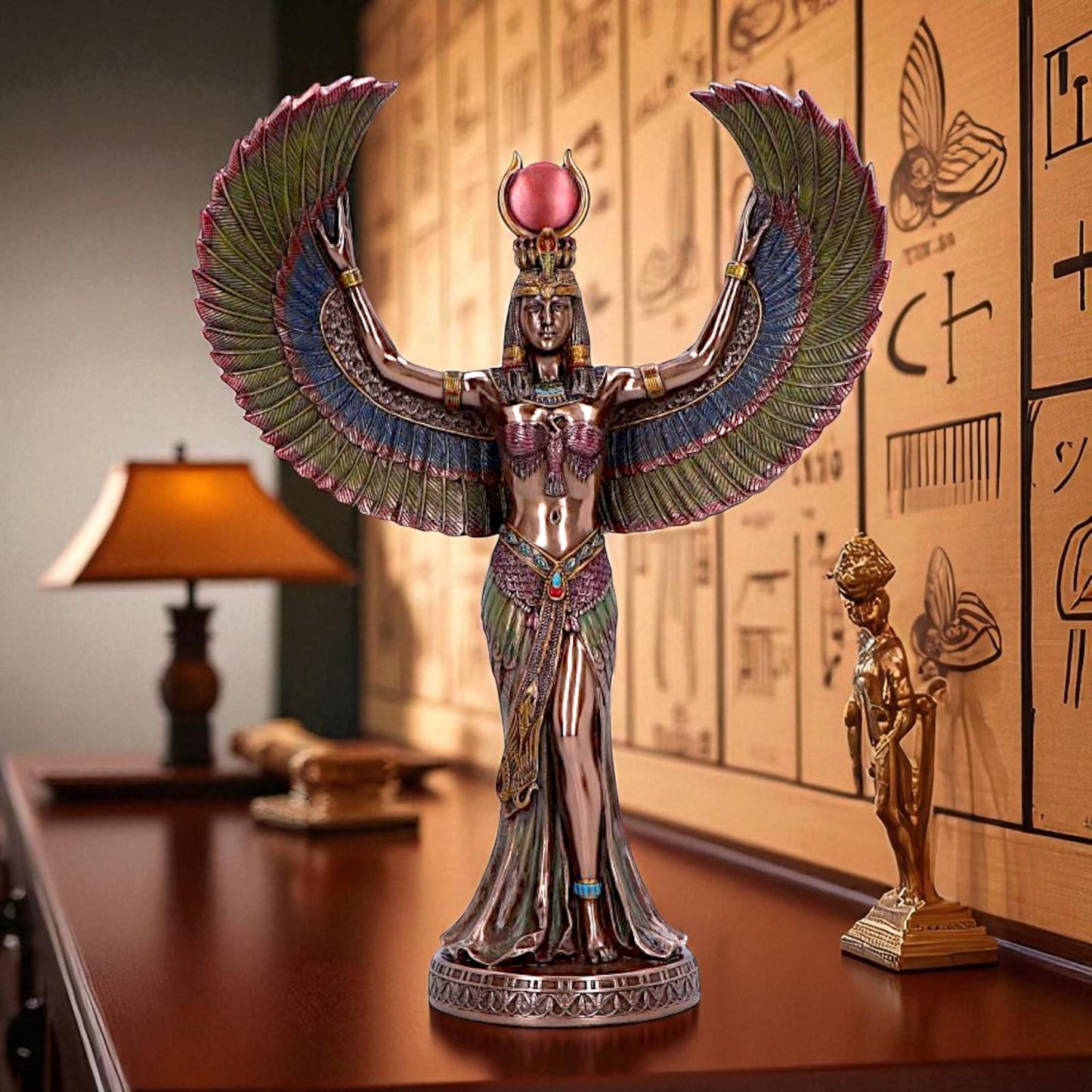 Isis Goddess Figurine Egyptian Magic Wisdom Motherhood Statue Winged decor