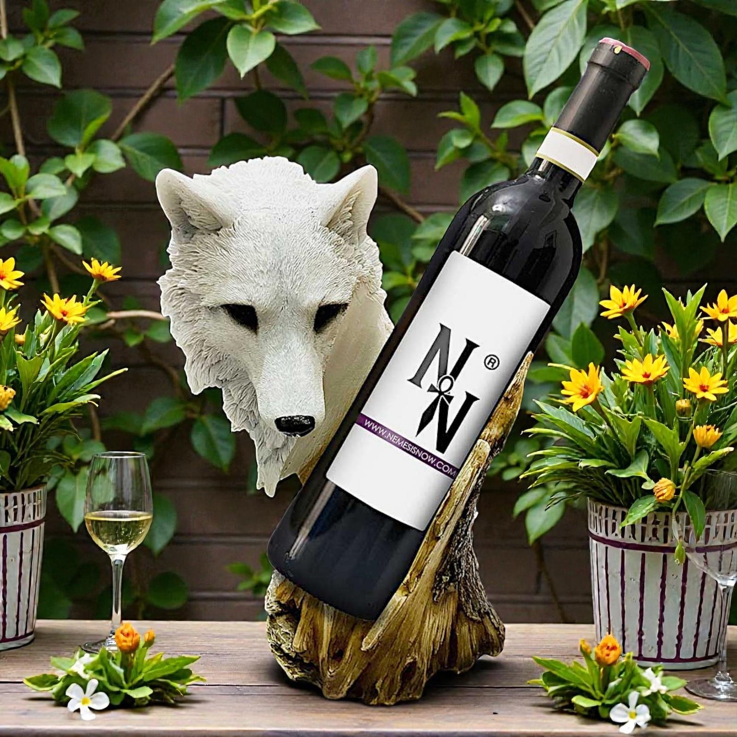 Wolf Head Wine Holder Fantasy Gothic Home Decor Animal Sculpture Wine Rack