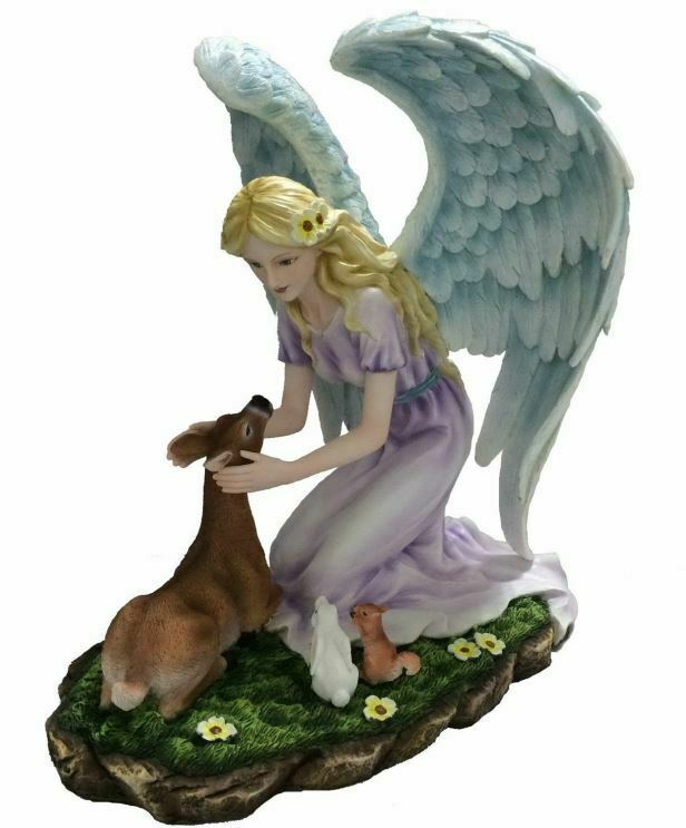 Large Angel and Woodland Companions Sculpture Statue Mythical Creatures Ornament