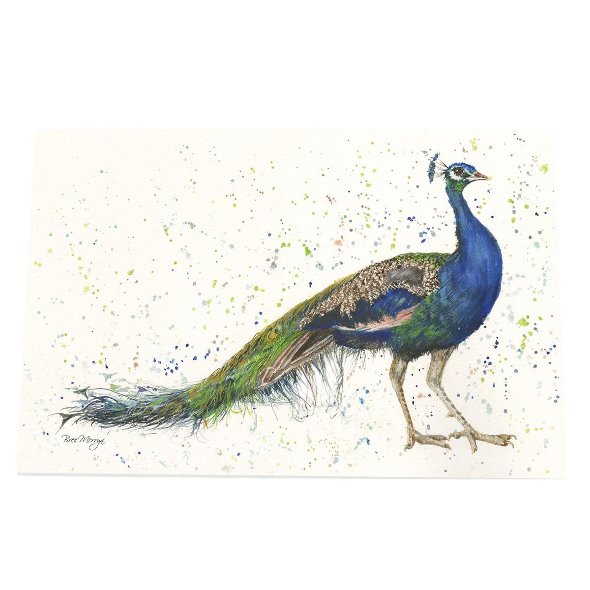 Vibrant Peacock Wall Art Ceramic Tile by Bree Merryn - 30x20 cm Decorative Hanging Tile, Nature-Inspired Home Decor Gift"-Osiris Craftworks