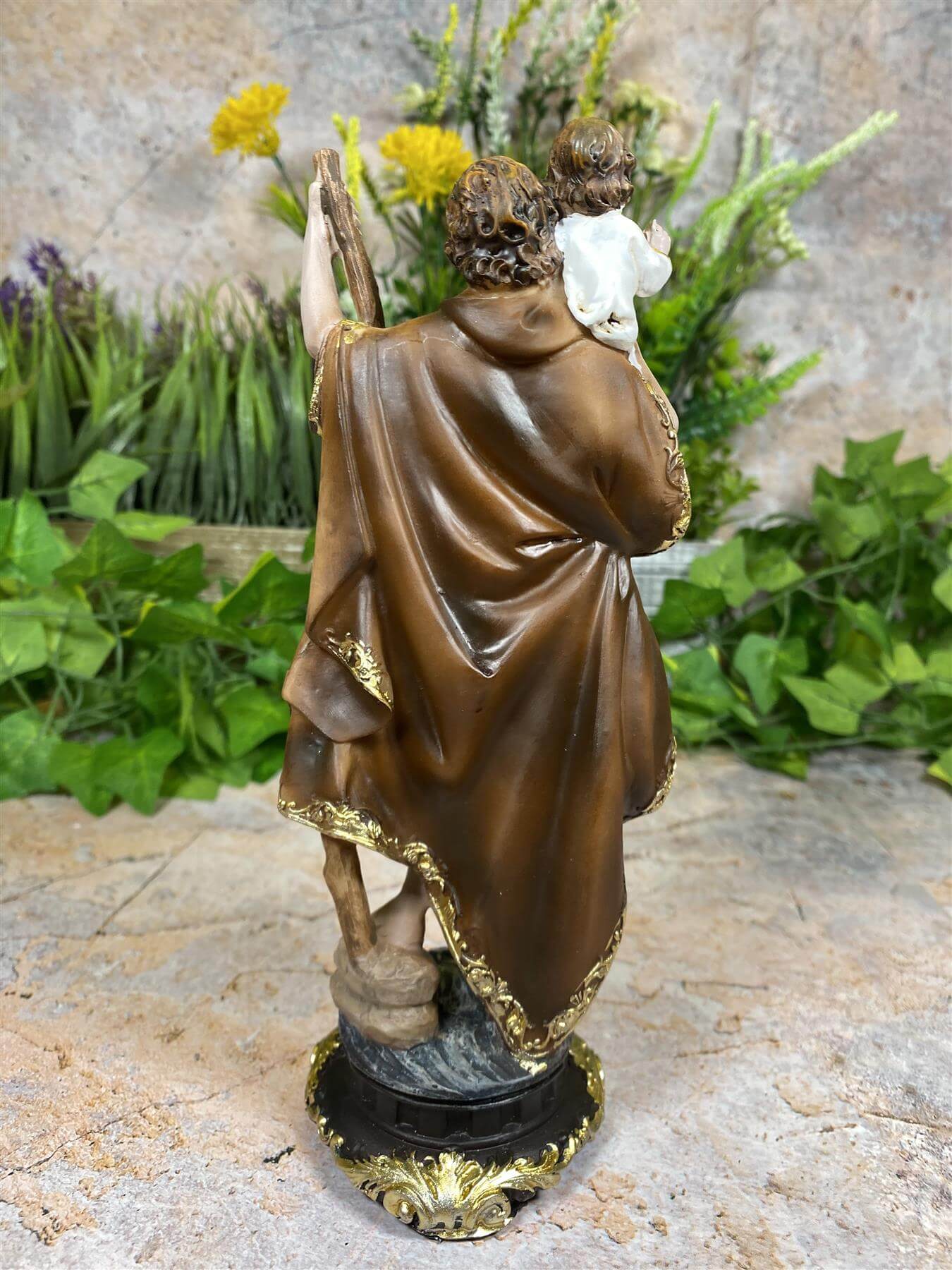 Statue of Saint Christopher & Jesus Religious Figure Religious Sculpture 20 cm-Osiris Craftworks