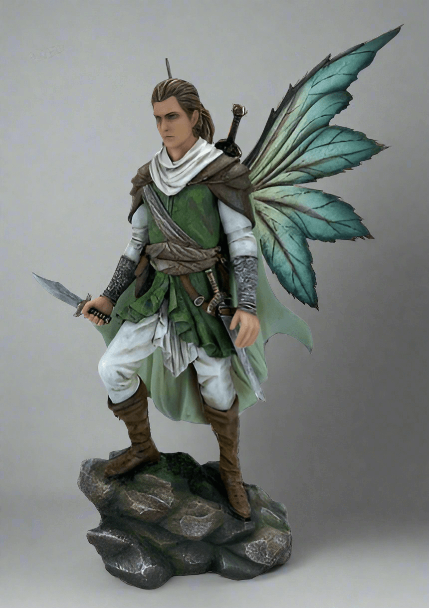 Elven Warrior Fairy Statue | 40cm Resin Fantasy Collectible | Mystical Home Decor