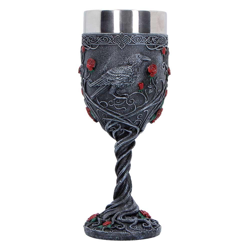 Raven Goblet Gothic Chalice Cup with Stainless Steel Insert Dark Romantic Decor