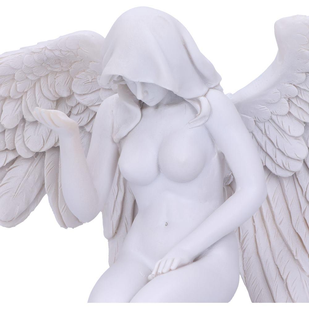 Elegant Kneeling Caped Fallen Gothic Angel Spiritual Fantasy Figurine Peace Decor