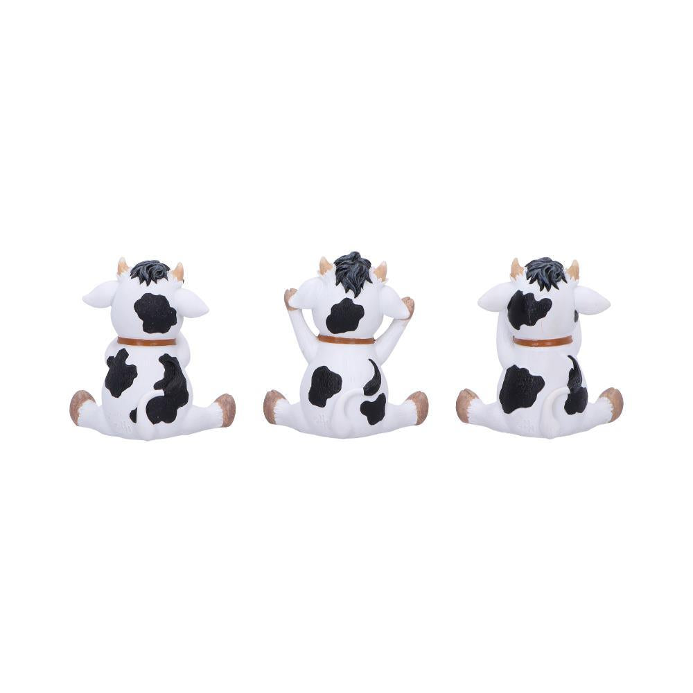 Three Wise Cows Figurine Set See No Hear No Speak No Evil Farm Yard Ornaments