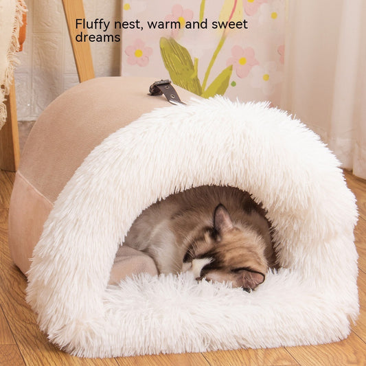 Portable Fluffy Pet Bed - Cosy Long Fur Cat & Dog Nest for Autumn and Winter, Warm and Moisture-Proof Design, Ideal for Small Petsst-Osiris Craftworks