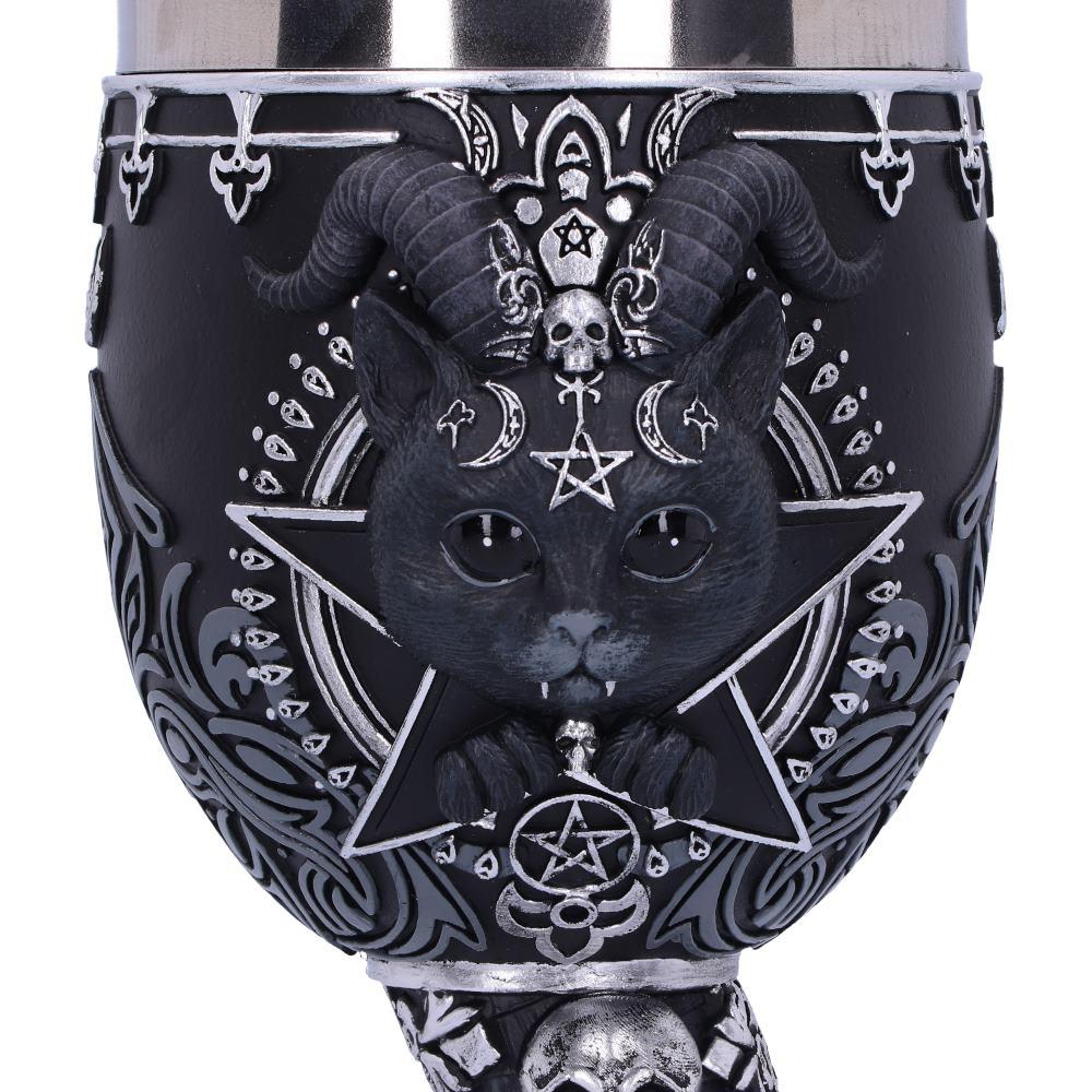 Pawzuph Occult Goblet Gothic Cat Chalice Pentagram Cup Pagan Altar Drinkware