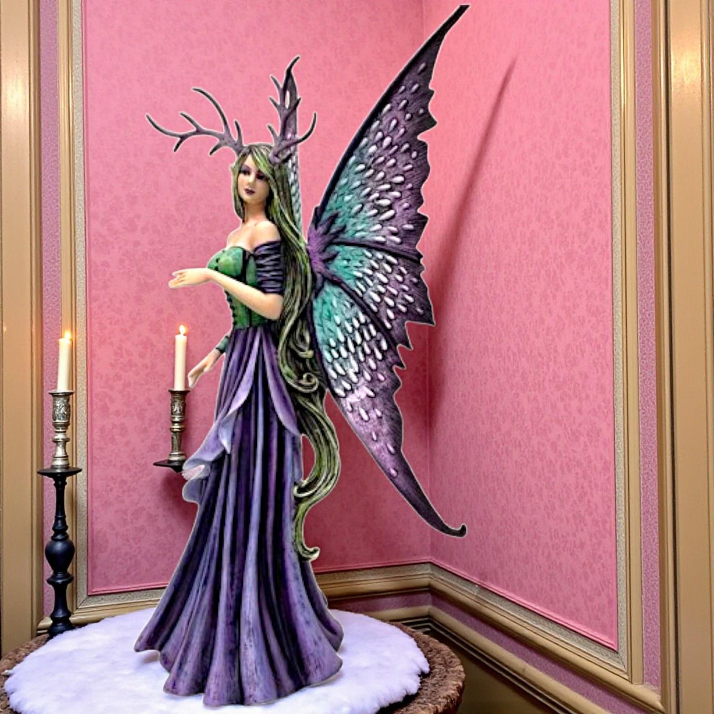 Large Spring Fairy with Antlers Sculpture Statue Amy Brown Figure Ornament Pagan