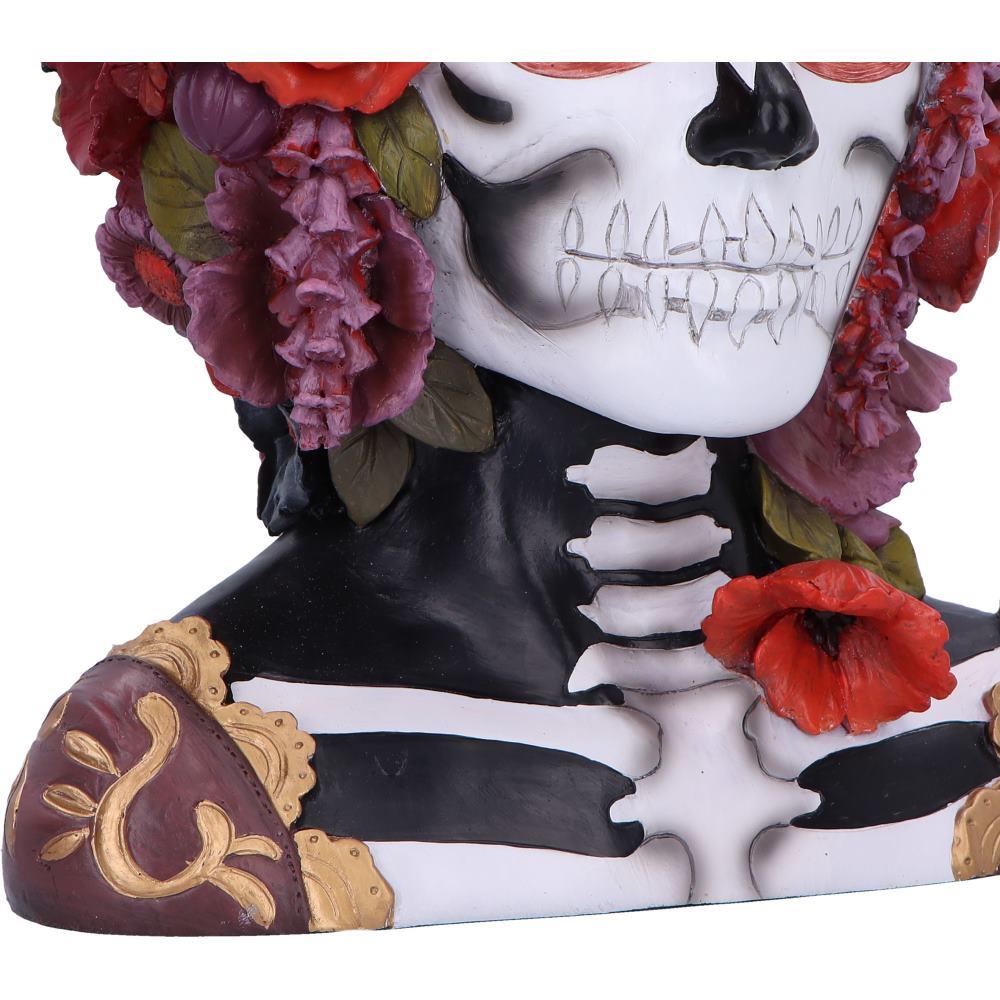 Gothic Festival Skeleton Bust Day of the Dead Sugar Skull Figurine with Flower Crown
