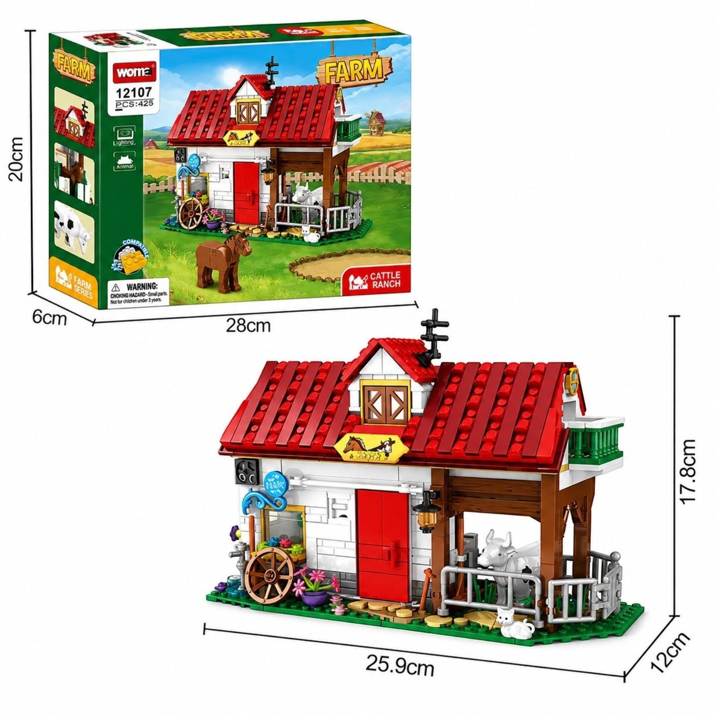 Farm Yard 425pc Puzzle Construction Set Cattle Ranch Barn Animal Toy 3D Gift