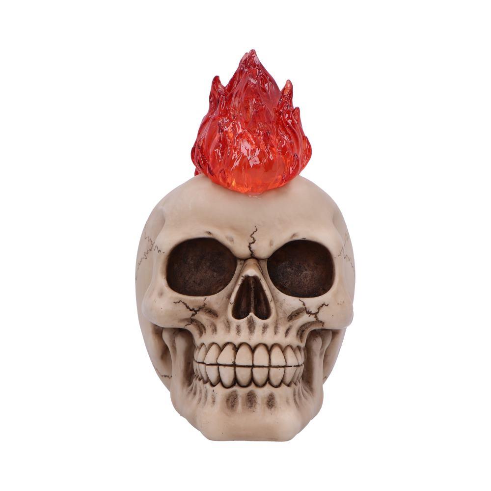 Gothic Skull with Led Flame Mohawk Sculpture Horror Creepy Halloween Figurine