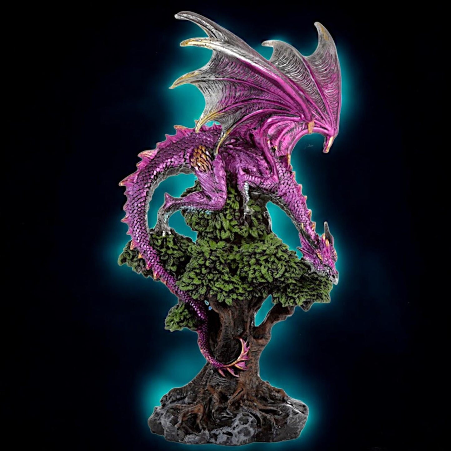 Majestic Purple Gothic Dragon Figurine Large Resin Fantasy Statue Ornament 31 cm