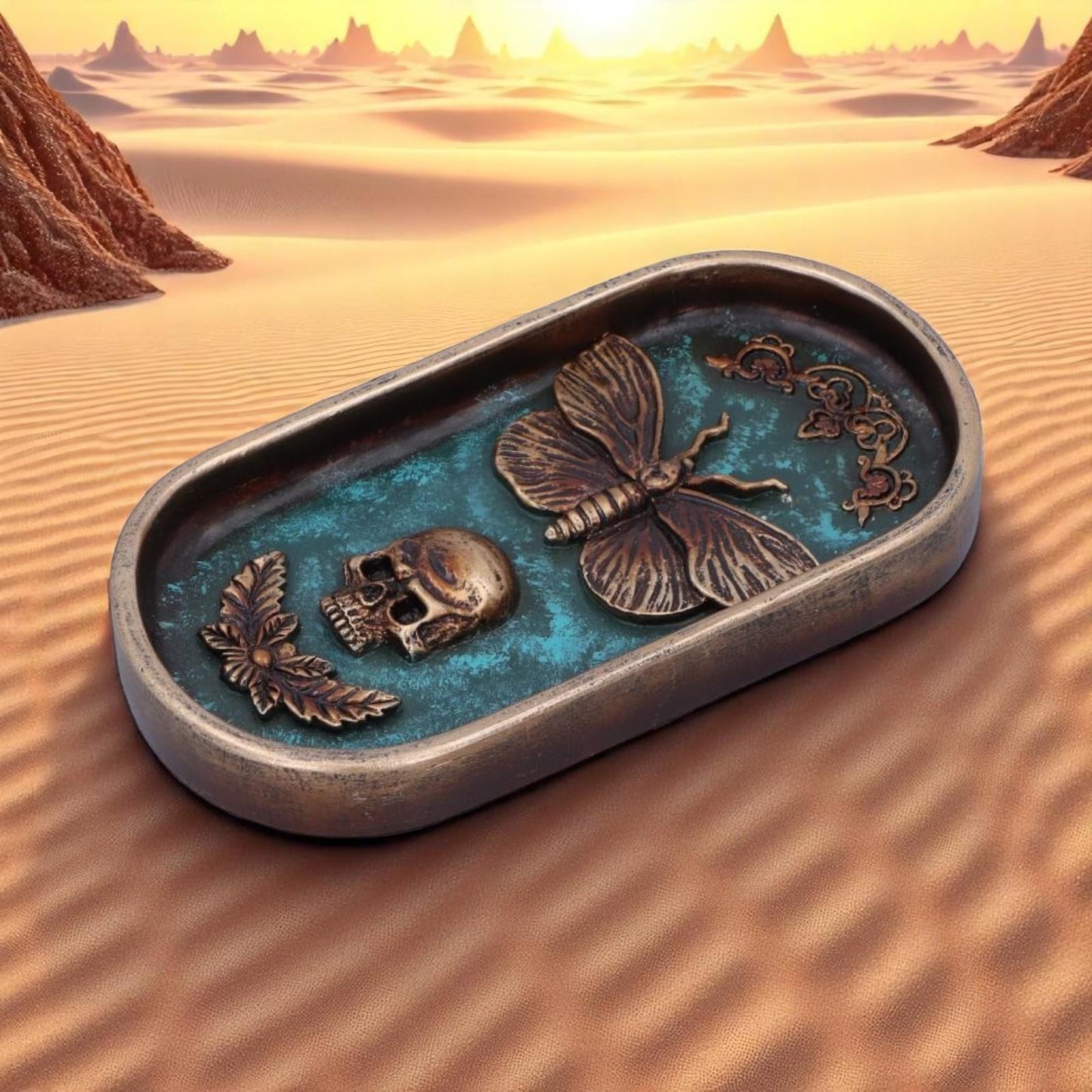 Dark Gothic Moth Skull Incense Stick Holder | Ornate Resin Burner Alternative Decor