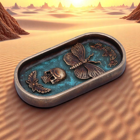 Dark Gothic Moth Skull Incense Stick Holder | Ornate Resin Burner Alternative Decor