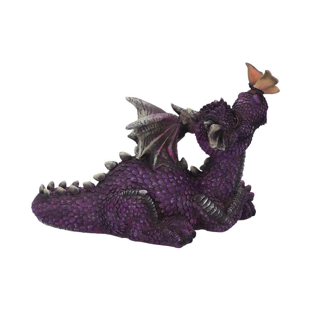 Purple Dragon & Butterfly Figurine Statue Ornament Sculpture 22cm Gift Boxed