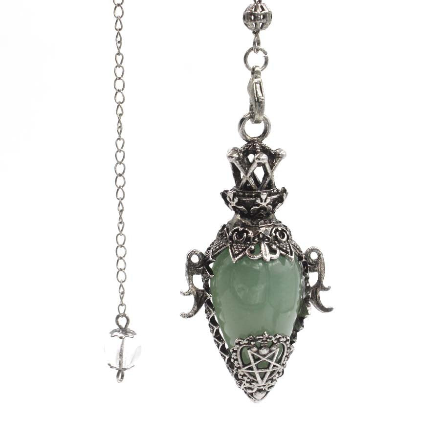 Ancient Silver Bottle Egg-shaped Crystal Pendulum Pendant Necklace