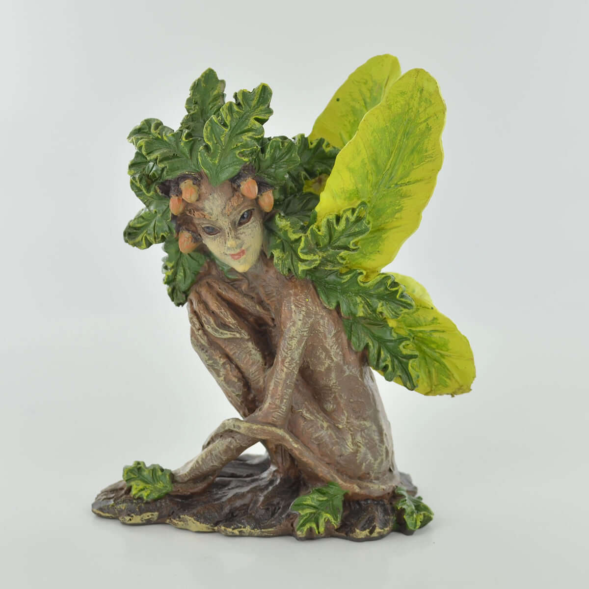 Enchanted Oak Leaf Fairy Figurine, Indoor/Outdoor Garden Statue, Mystical Woodland Nymph Decor, Whimsical Art, Nature-Inspired Collectible