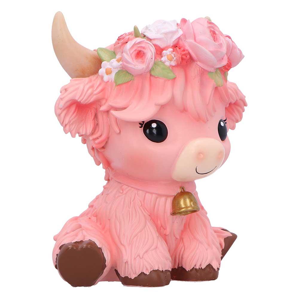 Moo Crew Primrose Pink Flower Cow Figurine Cute Farmhouse Ornament Decor