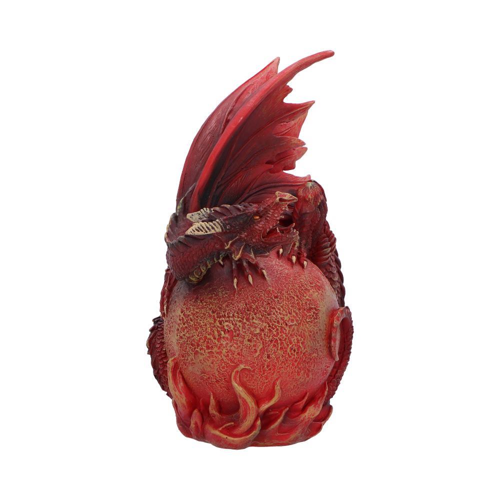 Gothic Fiery Crimson Mars Dragon Fantasy Statue Martian globe Mythical Decor