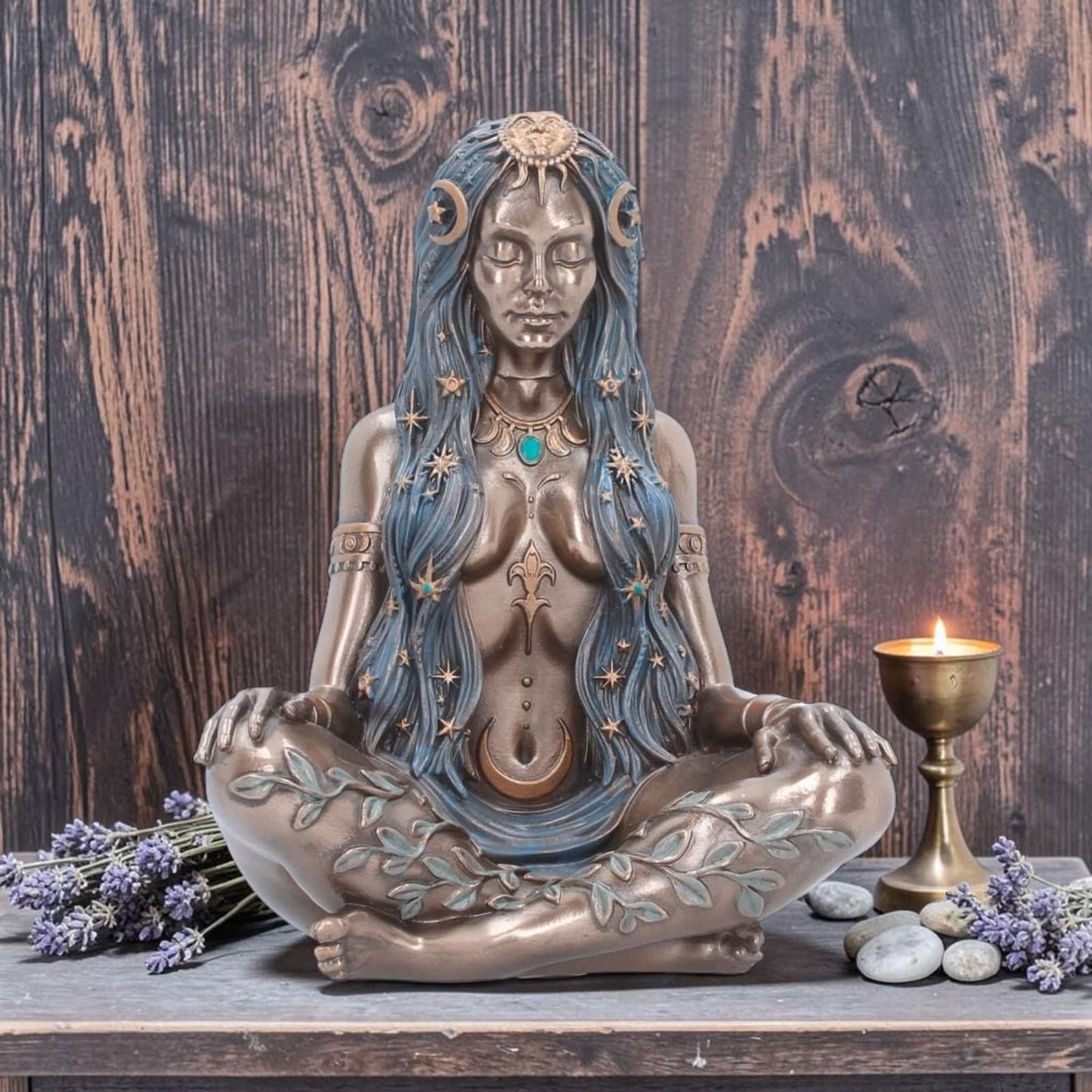 Celestial Goddess Statue Figurine Ornament Sculpture Moon Stars Pagan Wiccan