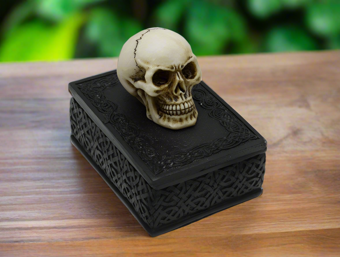 Skull Trinket Box Sculpture Skeleton Gothic Horror Secret Stash Figurine Ornament Figure Decoration