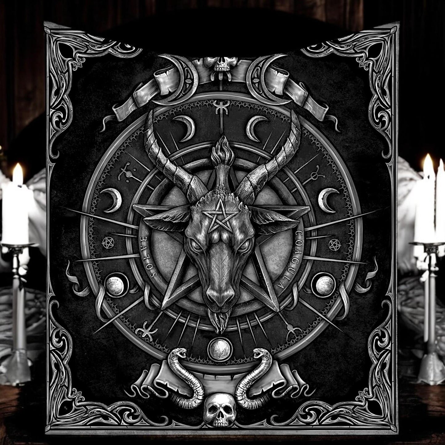 Baphomet Throw Blanket Occult Gothic Home Decor Black Sabbatical Goat Tapestry