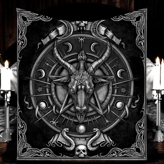 Baphomet Throw Blanket Occult Gothic Home Decor Black Sabbatical Goat Tapestry