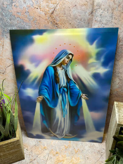 3D Holographic Poster - Our Lady of the Miraculous Virgin Mary - Lenticular Religious Wall Art - 35 x 25 cm-Osiris Craftworks