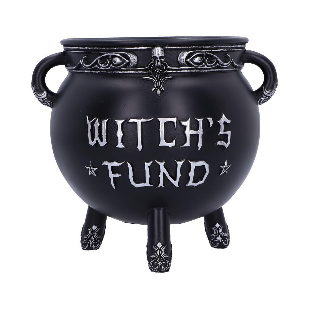 Witch's Fund Cauldron Money Box 16.5cm | Gothic Wiccan Resin Decor | Hand-Painted