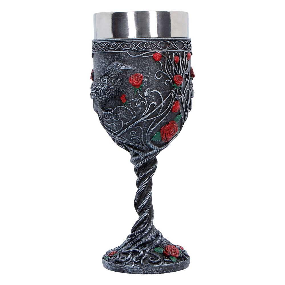 Raven Goblet Gothic Chalice Cup with Stainless Steel Insert Dark Romantic Decor