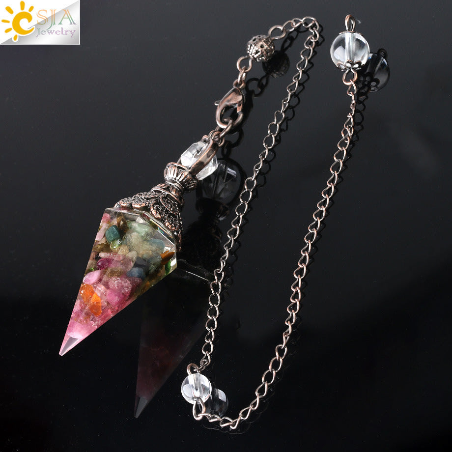 Colorful Crystal Pendulum Natural Gravel Pendant