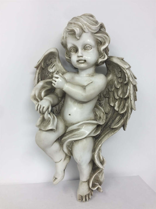 Osiris Trading UK Vintage Cherub Sculpture Frost Proofed Stone Polyresin Angel Indoor Outdoor Resin Garden Ornament