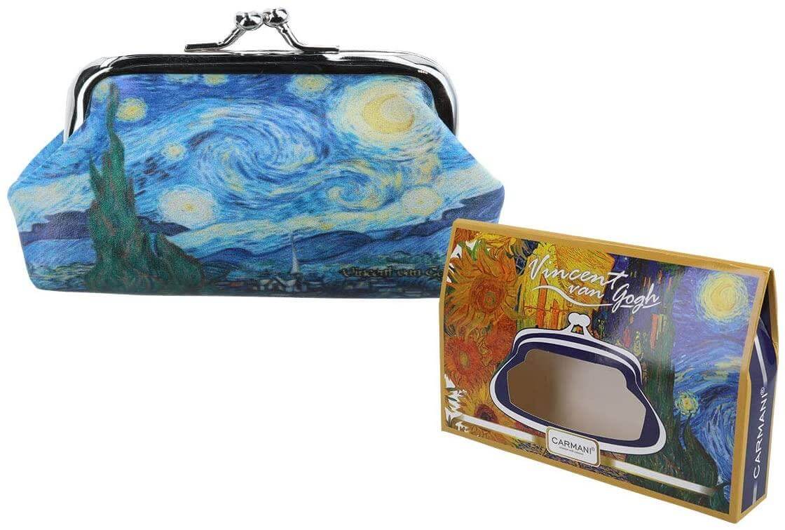 CARMANI - Medium Ladies Clasp Coin Purse with Vincent Van Gogh"Starry Night"