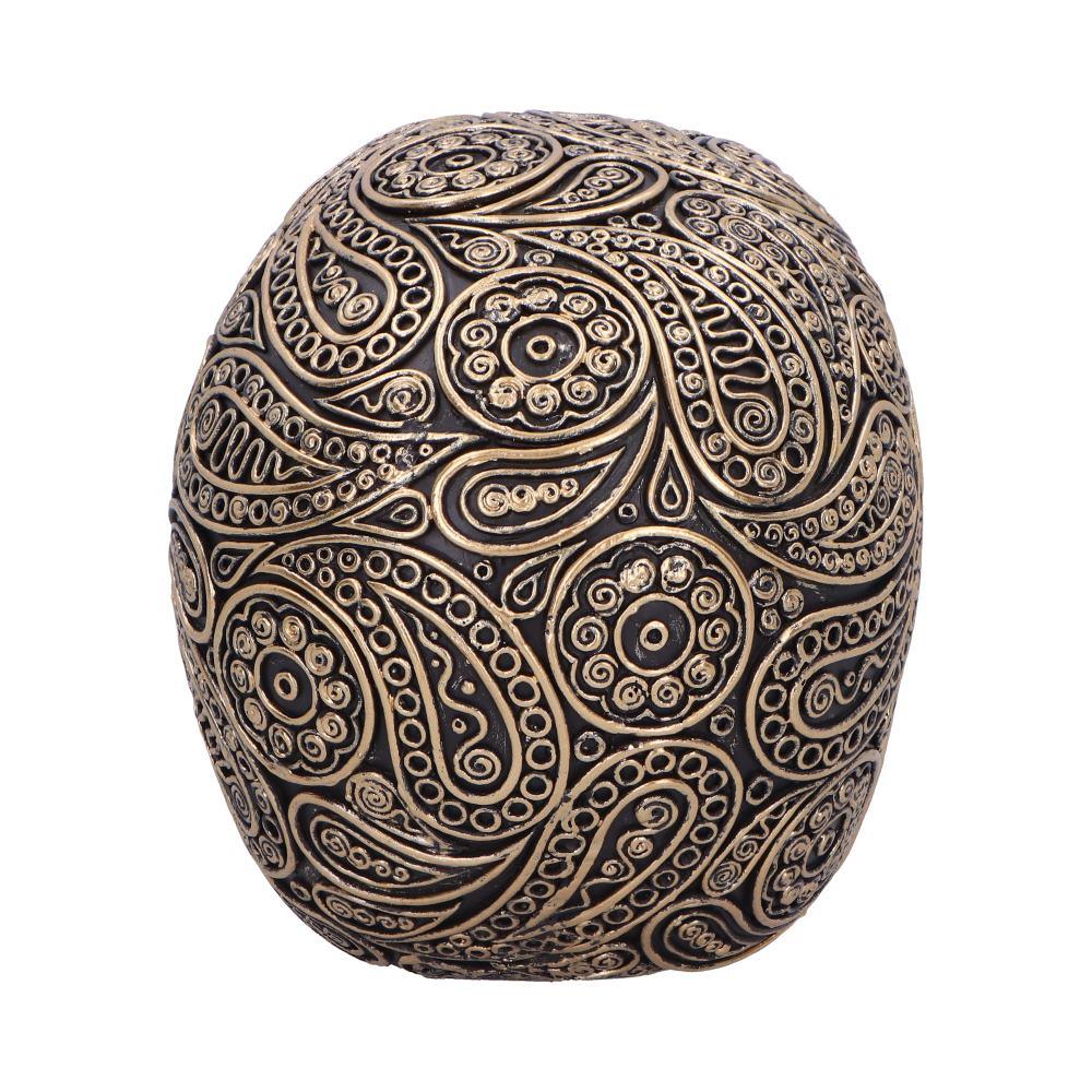 Intricate Gothic Skull Figurine Black and Gold Statue Decorative Occult Ornament