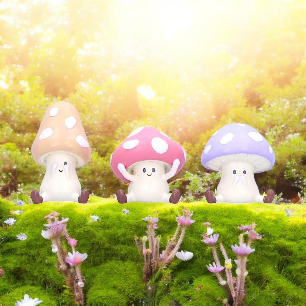 3 Adorable Wise Toadstools Figurines Cute Whimsical See No Hear No Speak No Evil
