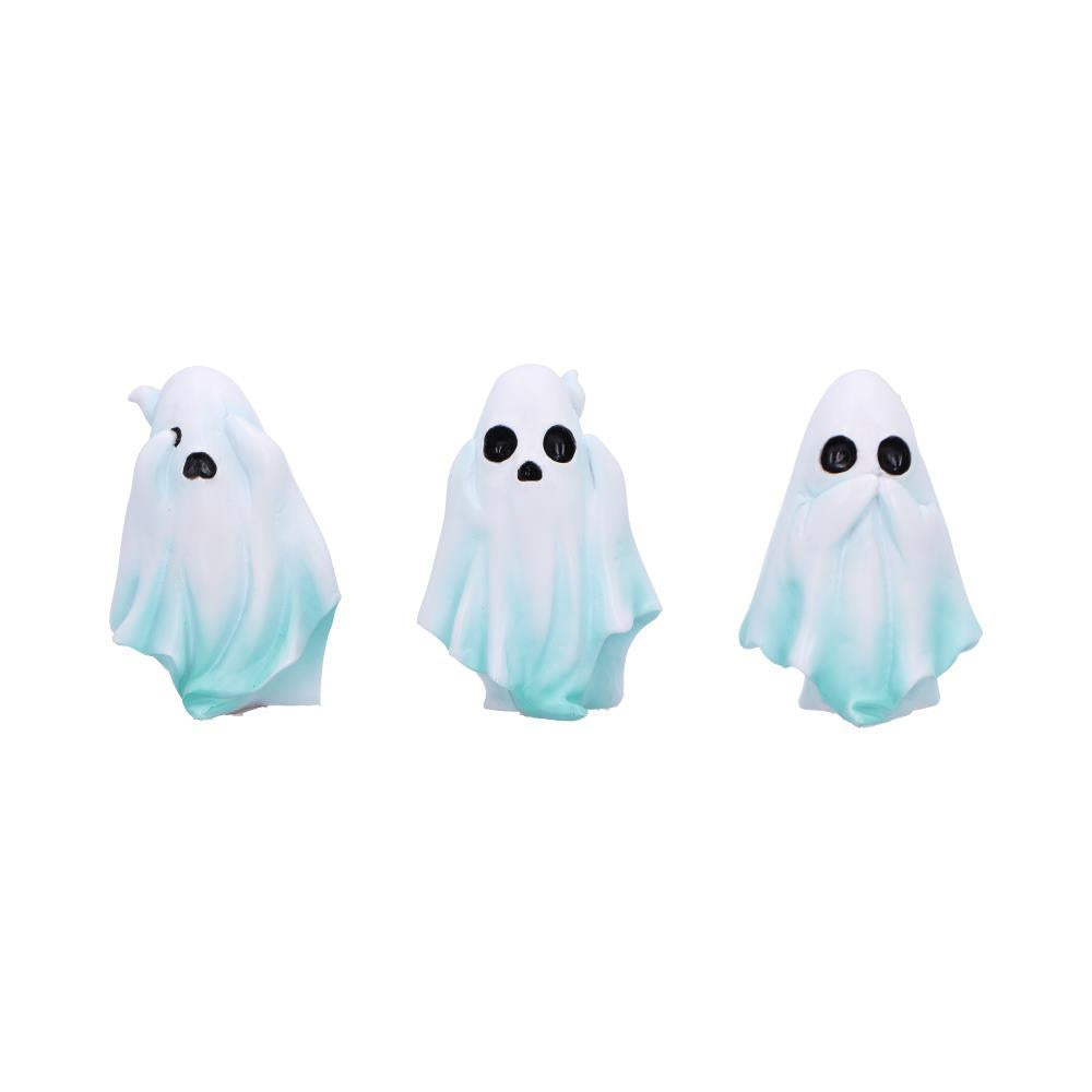 Spooky Ghost Figurine Set Hear No, Speak No, See No Evil  Halloween Figurines