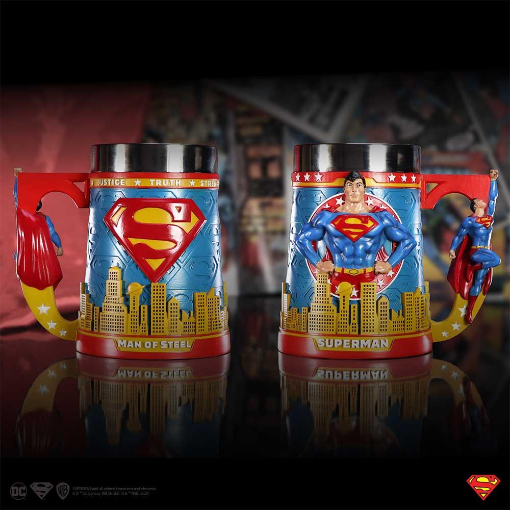 Superman Tankard Official DC Comics Mug Man of Steel Cup with City Skyline