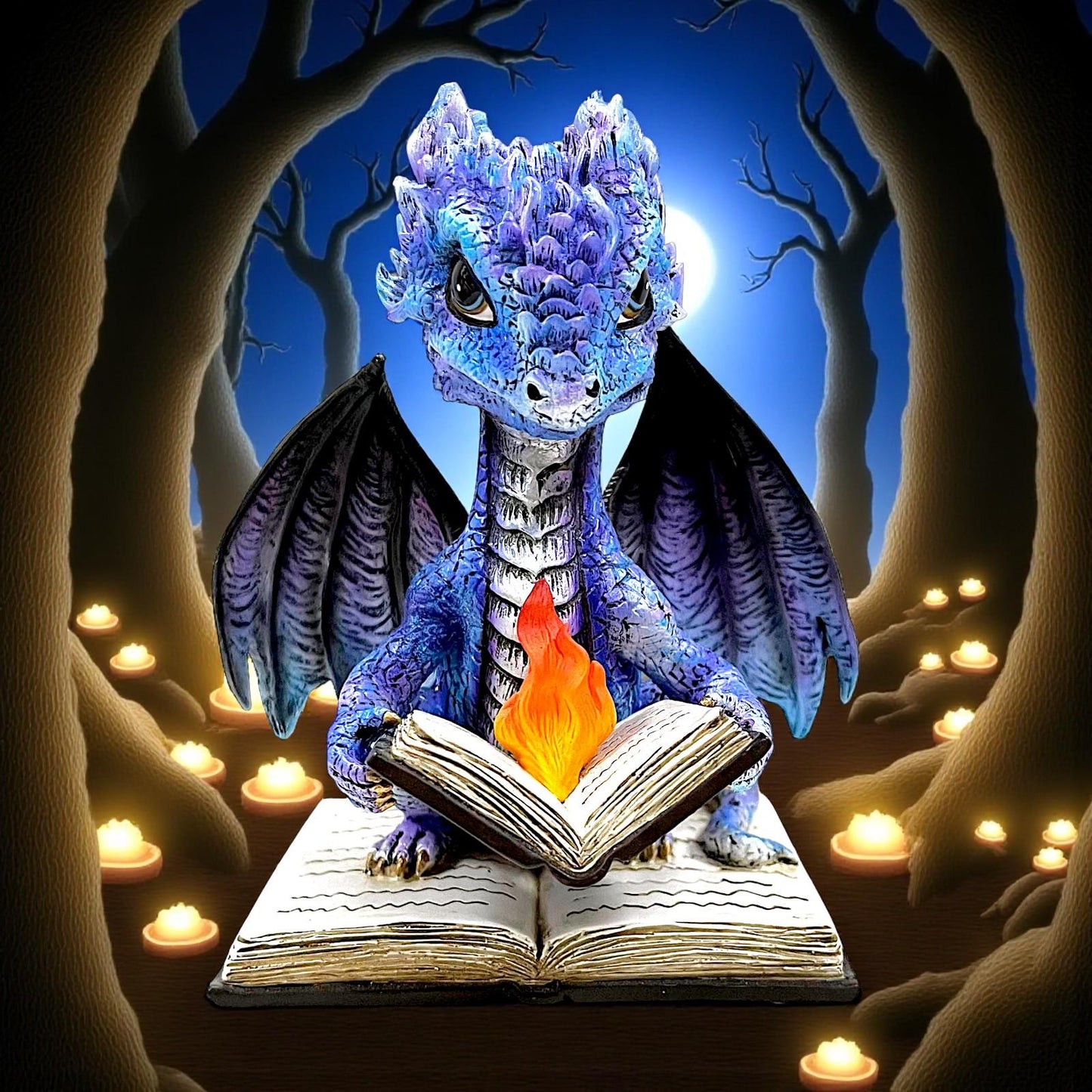 Fantasy Dragon Figurine Ornament Spell book Gothic Statue Mythical Creature