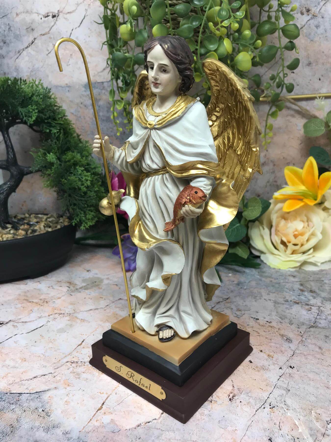 Archangel Raphael Statue Religious Figurine Sculpture Ornament