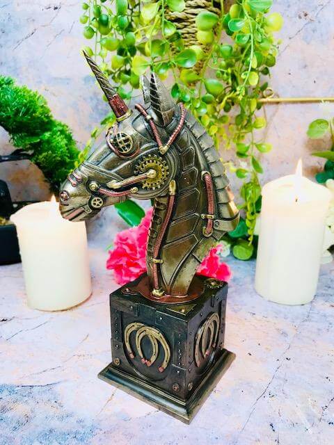 Veronese Steampunk Unicorn Bust Antique Bronze Finish Statue