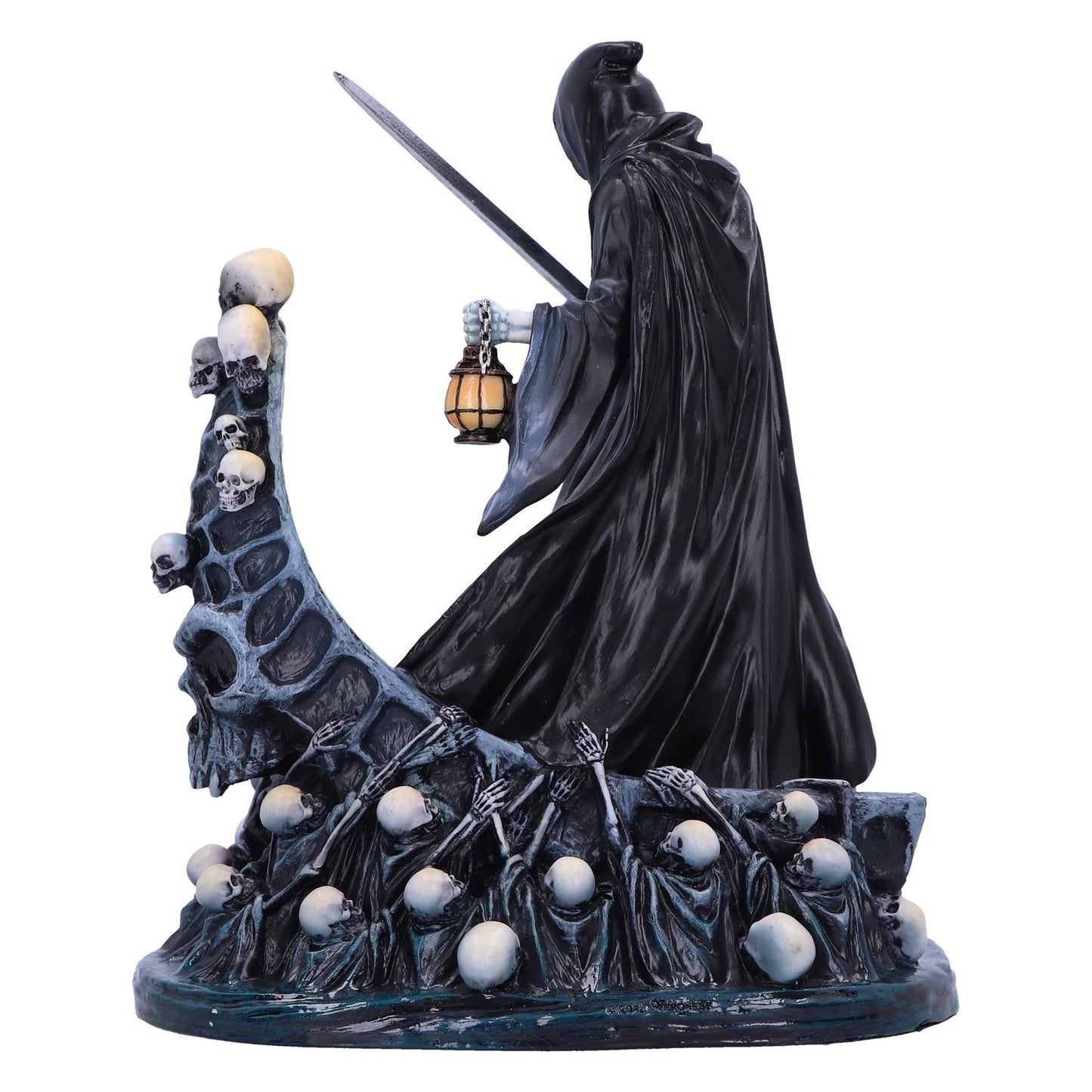 Gothic Ferryman Grim Reaper Figurine | Dark Fantasy Skeleton Boat Ornament | Horror Decor