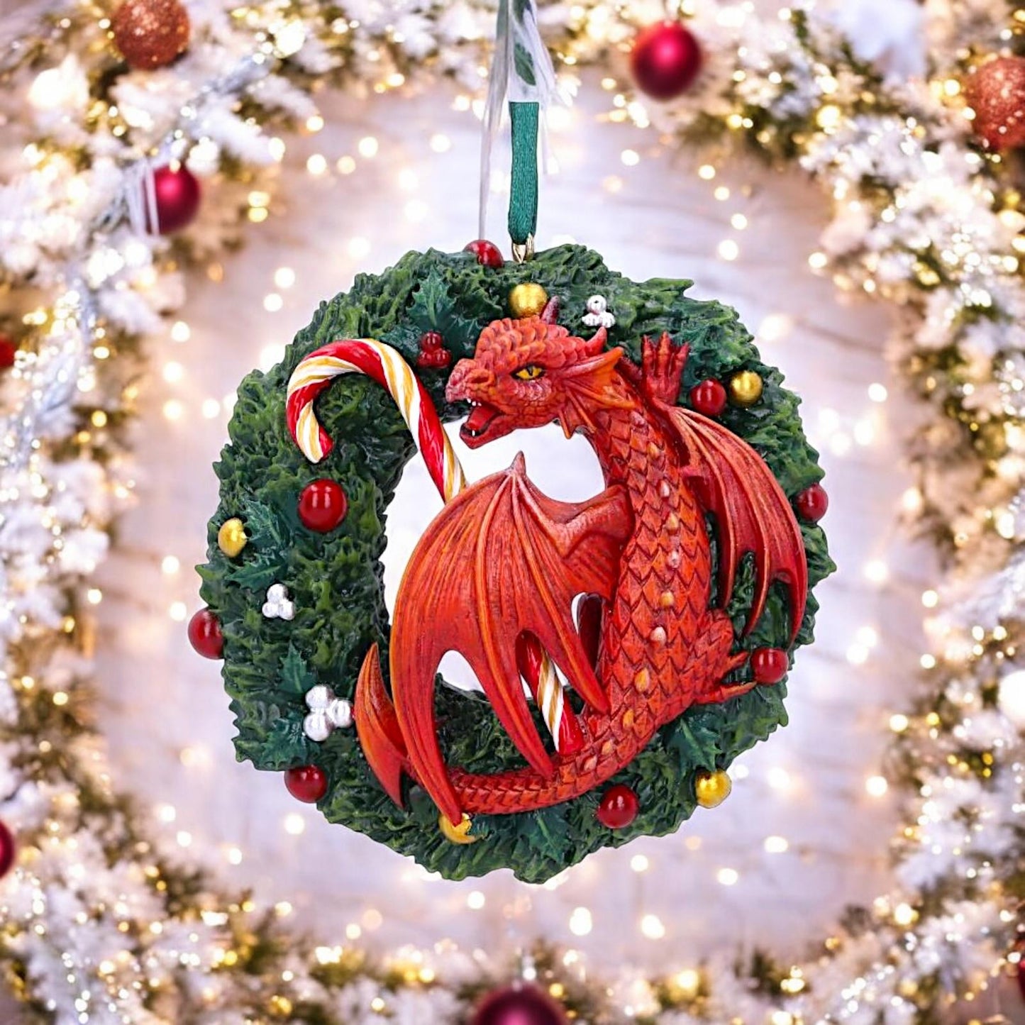 Anne Stokes Sweet Tooth Hanging Dragon Christmas Ornament 9cm  Gothic Fantasy Resin Decoration