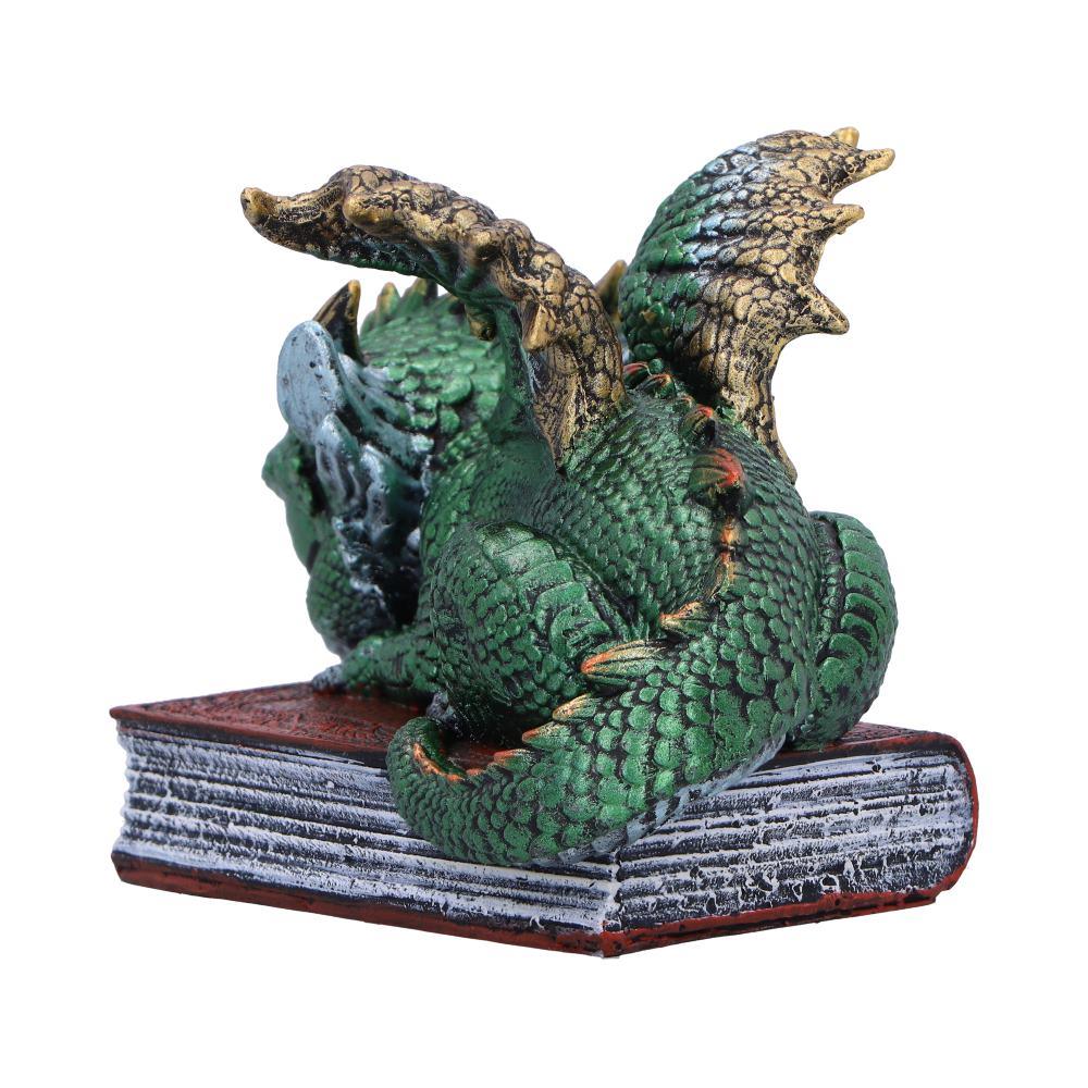 Fantasy Sleeping Dragon Ornament Gothic Creature Figurine on Magic Spell Book