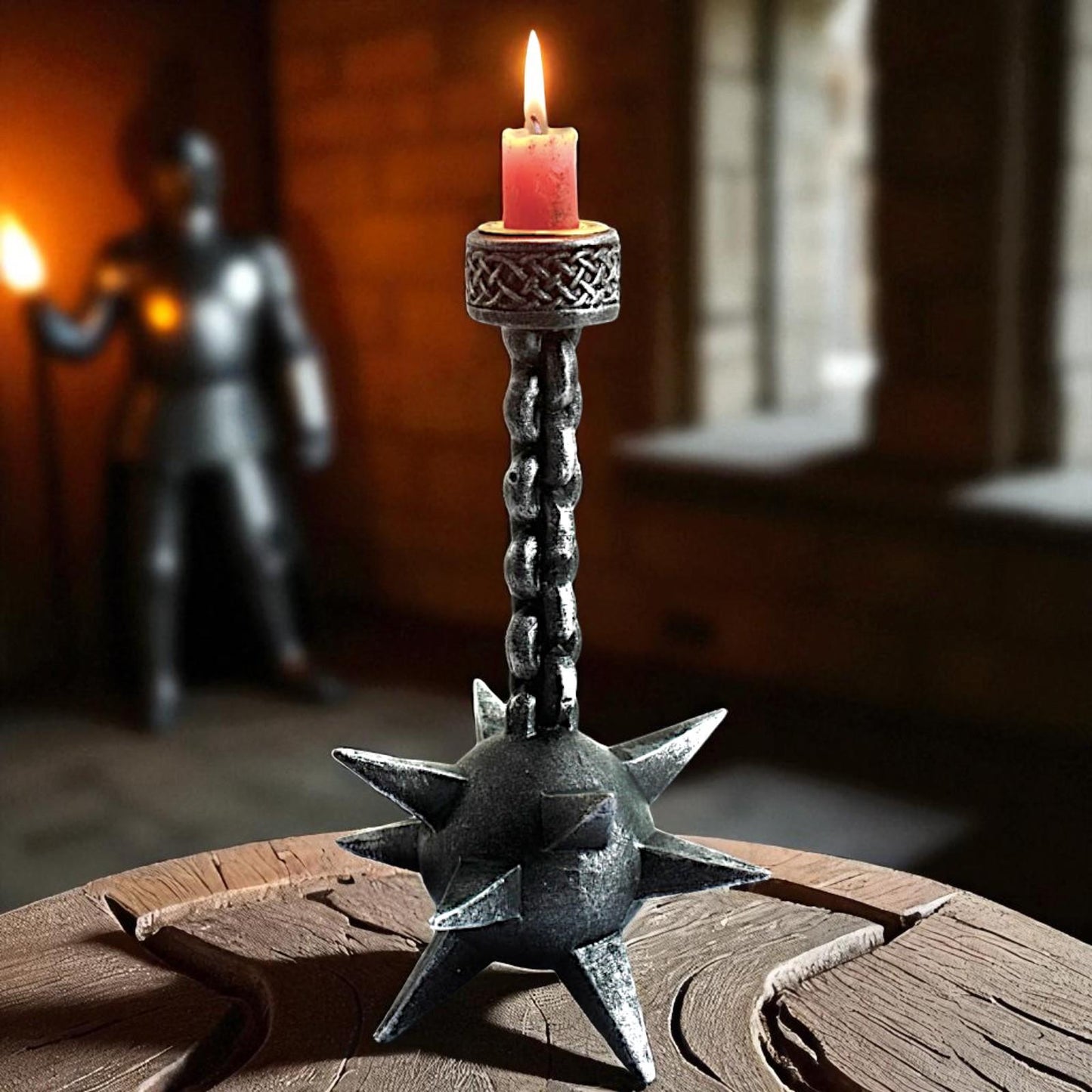 Gothic Horror Candle Holder Meteor Mace Fantasy Medieval Halloween Ornament