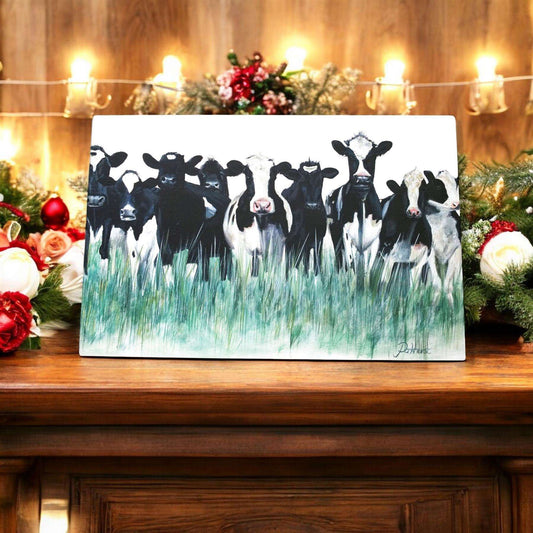 An Audience of Cows’ Ceramic Art Tile by Pankhurst – 30x20cm